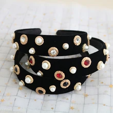 Трендовые жемчужные хрустальные ювелирные изделия ручная работа барокко Корона широкая лента для волос Тиара свадебный подарок индийские антикварные аксессуары для волос