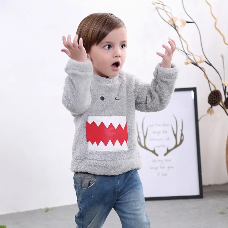 

New Kids Long Sleeve T-shirts Winter Baby Boys Warm Sweatshirt Infant Tops Baby Shirt Clothes Autumn