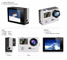 С первого взгляда! горячие Продажи Двойной Экран 170D Широкоугольный Объектив WI-FI Пульт Дистанционного Управления Водонепроницаемая Камера H8R H8