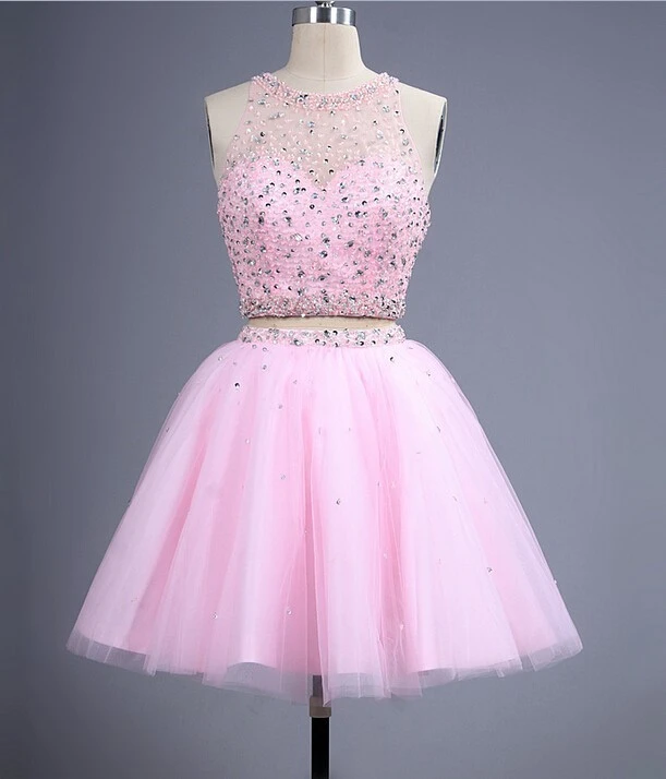 Rose Crop Tops Homecoming Robes Perlee Dos Ouvert 2 Pieces Court Ados Party Dress Retour A L Ecole Robe Taille Personnalisee Aliexpress