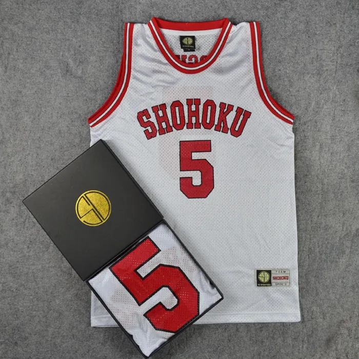 

New Anime SLAM DUNK Cosplay Costume Shohoku Kaede Rukawa White Basketball Jersey Tops Shirt Vest Sports Wear Uniform Size M-XXL
