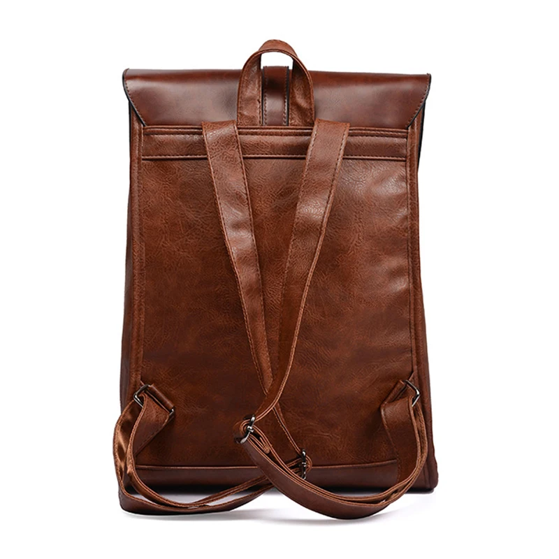  Brand Men Backpacks Vintage Leather Male Laptop Backpack Business Rucksack Travel School Bag For Co - 32856234110