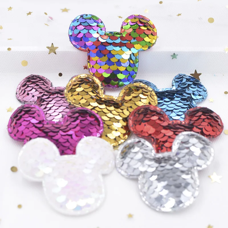 

16Pcs Glitter Sequins Fabric Mickey Padded Patches Mouse Appliques for DIY Crafts Clothes Hats Hairpin Ornament Accessories F29