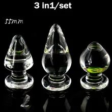 (3pcs sale) 55mm diameter big glass anal plug dildo anus g spot stimulator dilator butt plugs balls buttplug adult sex toys