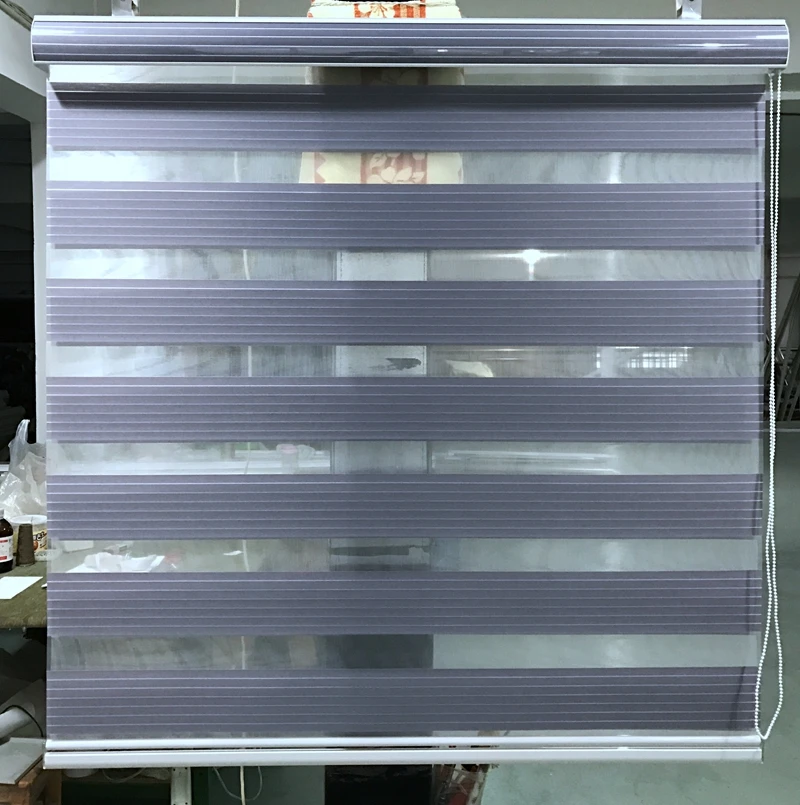 

Custom Cut to Size Horizontal Window Shade Blind Zebra Dual Roller Blinds & Treatments Window Curtains for Living Room Grey