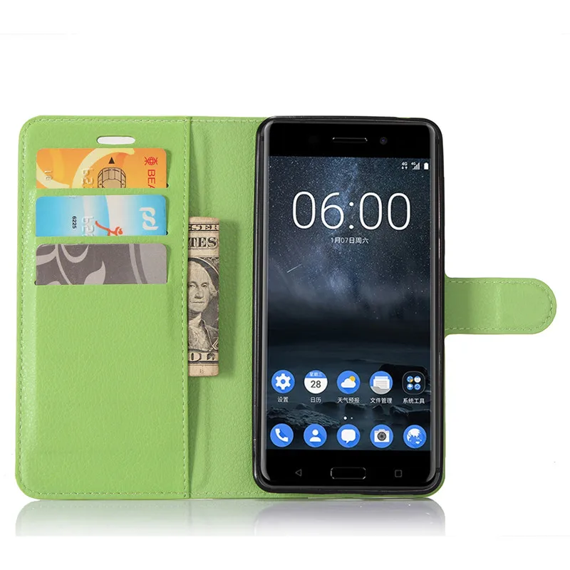 Чехол-кошелек для Nokia 6, кожаный чехол-книжка для телефона Nokia 6 TA-1021 TA-1033, чехол-бампер из ТПУ с отделением для карт