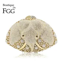 Бутик De FGG ослепительный Кристалл 3D в форме слона женские вечерние сумки Свадебная вечеринка клатч со стразами кошелек сумочки для невесты