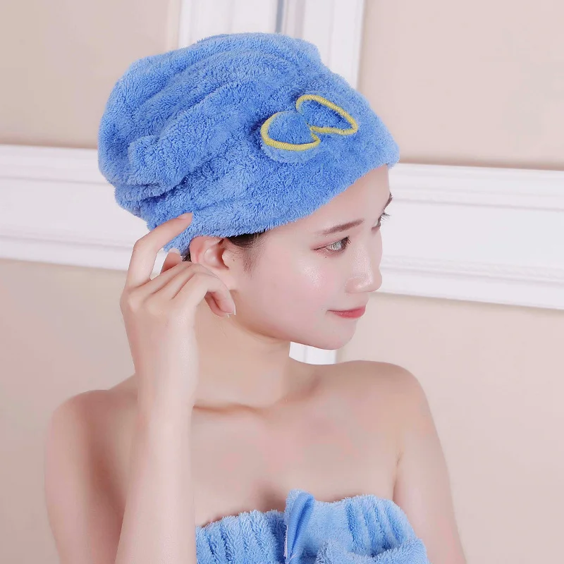 

6 Color bow Coral velvet do not drop hair dry hair cap suction quick dry pregnant woman dry towel woman girl bathing wrap cap