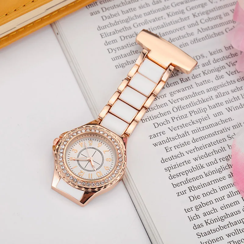 Элегантные розовые золотые и часы для медсестер серебряные Висячие на клипсе с