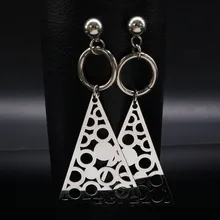 Новые серебряные большие серьги для женщин, полые треугольные серьги-гвоздики из нержавеющей стали, ювелирные изделия bijuteria feminina E612206