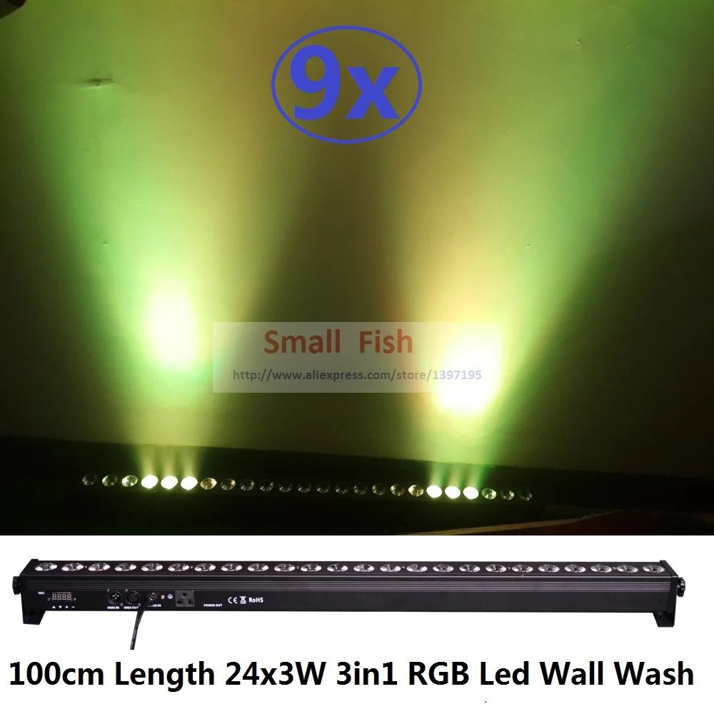 9xLot 2017 New Coming Stage Light 24*3W RGB 3IN1 LED Bar Wall Wash Light DMX512 Indoor Equipment Home Entainment Professional DJ