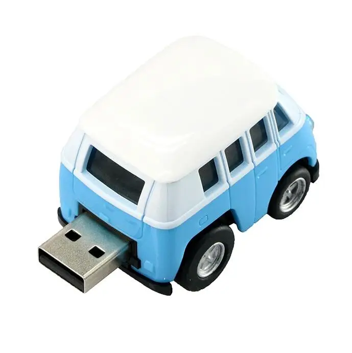 Школьный автобус, USB флеш-накопитель, модель мини-машины, 4 ГБ, 8 ГБ, 16 ГБ, 32 ГБ, 64 ГБ, 128 ГБ, флешка, USB 2,0, флешка, флеш-карта - Цвет: light blue