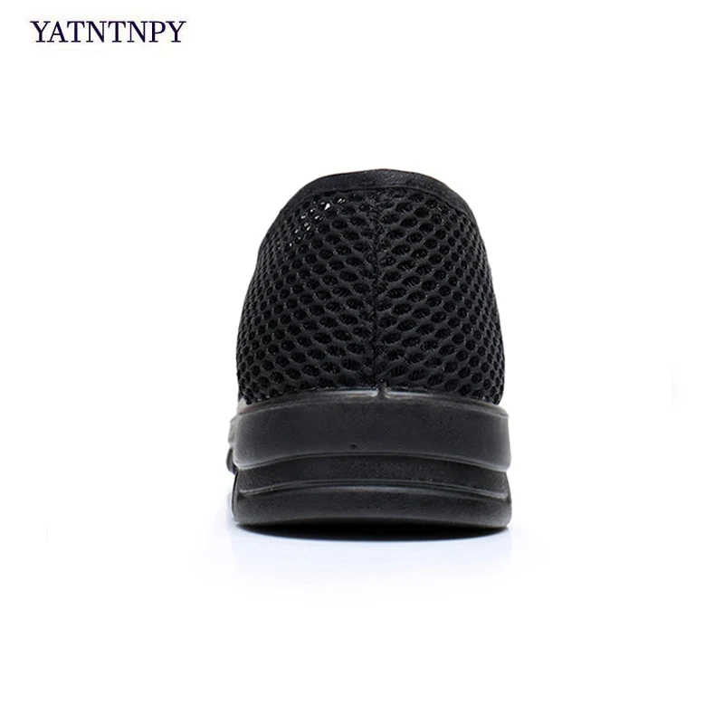 YATNTNPY Summer Mesh Shoes Men Slip-on Flat Sapatos Black lHollow out Comfortable Father Shoes Man Casual Moccasins espadrilles