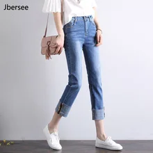 Модные Джинсы бойфренда, узкие Женские повседневные джинсовые штаны, женские летние узкие джинсы размера плюс, джинсы-скинни со средней талией, YZ2095