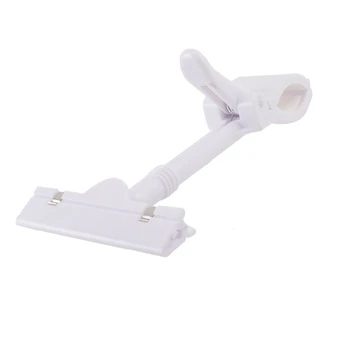 

White Plastic 360 Degree Rotating Pole Double Clamps Thumb Display Clip
