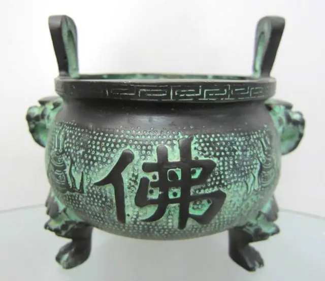 Chinese bronze pot Incense Burners Dragon head Buddha Ming Dynasty old