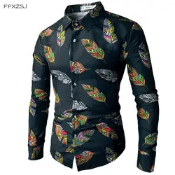 2018 осень новые модные мужские рубашки с длинным рукавом платье рубашка Мужчины Плюс Размер M-7XL Цветочная гавайская рубашка мужской Camisa Social