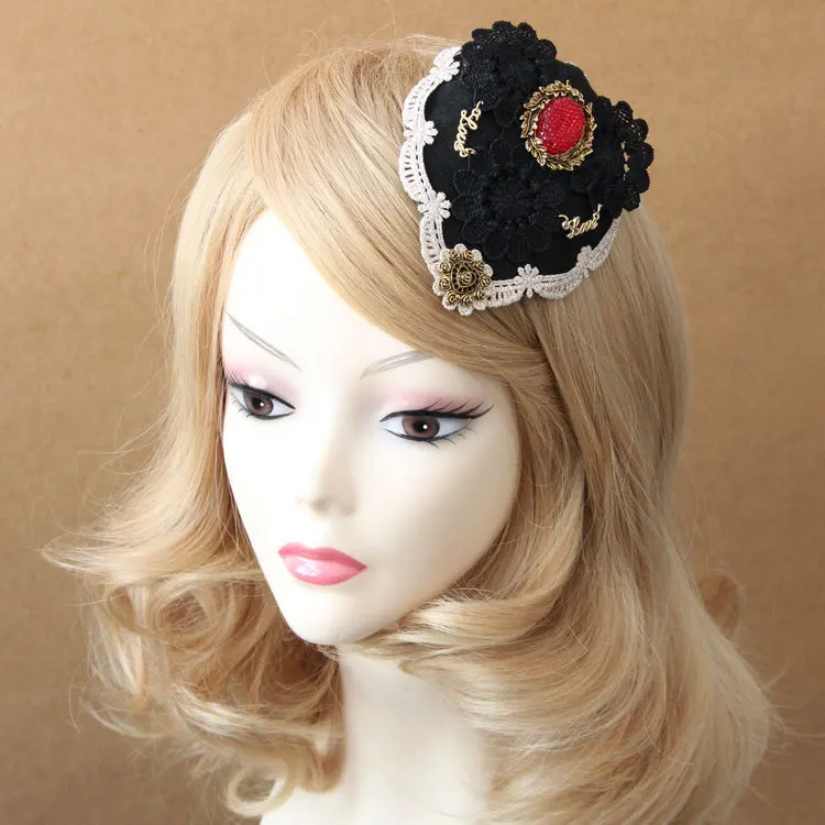 Princess Gothic lolita hair accessories Vintage black lace headdress