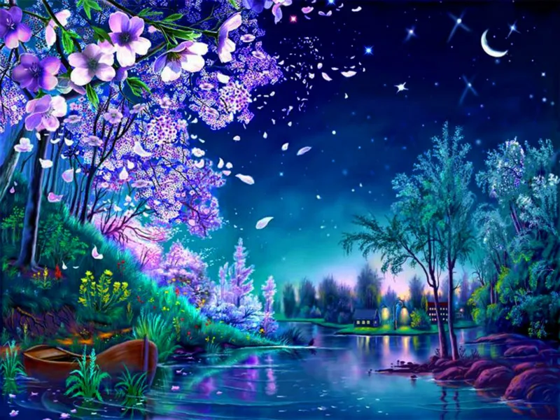 Лепестки, дрейфующий вниз поток, ручная роспись, креативная цифровая картина маслом, 24 цвета, пигментная кисть, сделай сам, живопись по номеру