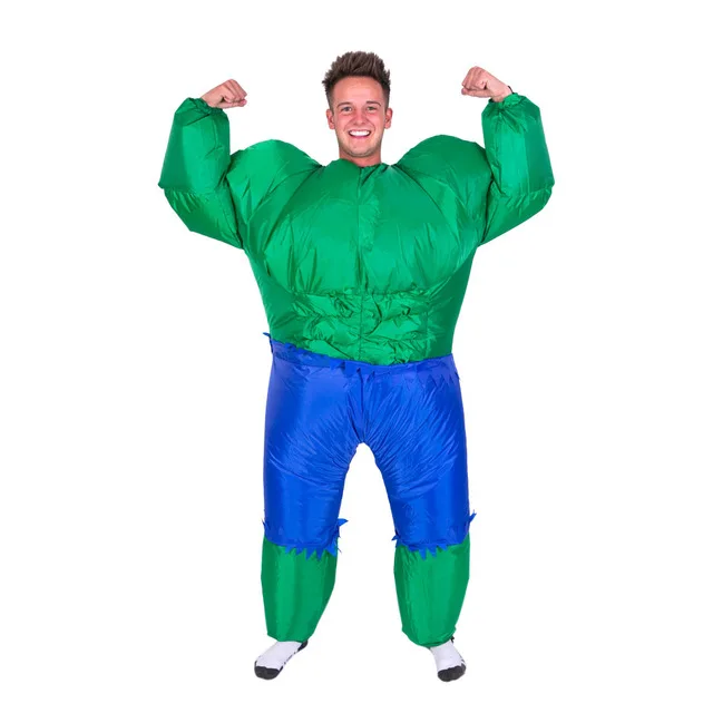 Purim Inflatable Hulk Costume Halloween Carnival Party Full Body Green
