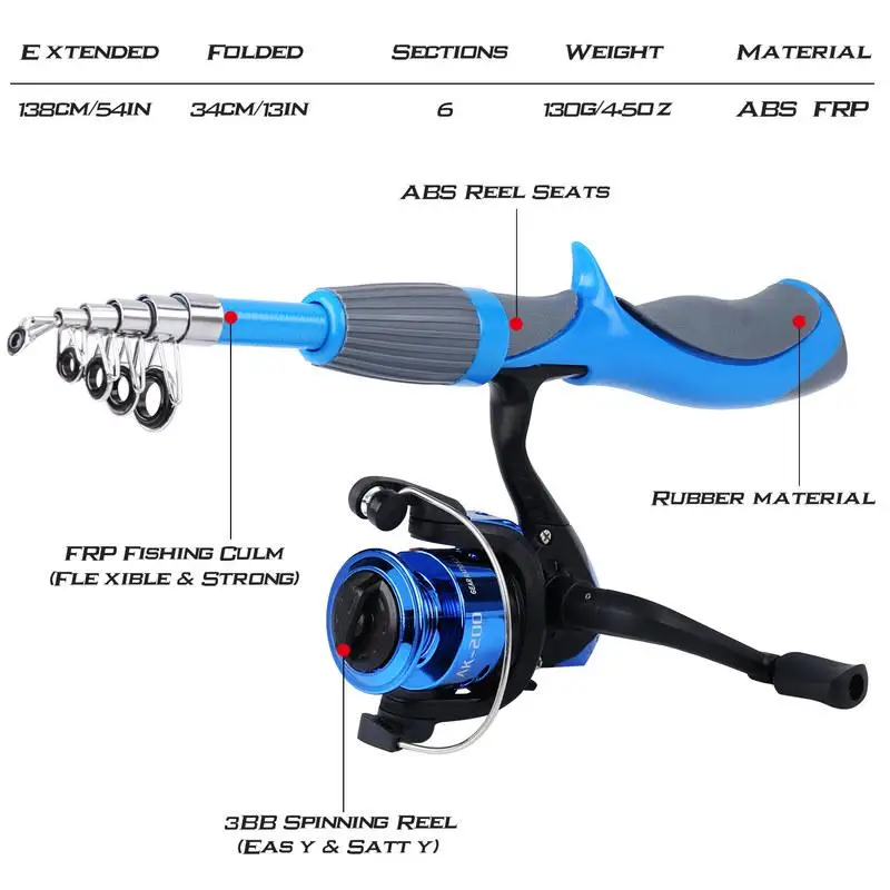 Sougayilang Fishing Rod Combo Baitcasting Fishing Rod and Spinning Fishing Reel Travel Portable Fishing Tackle