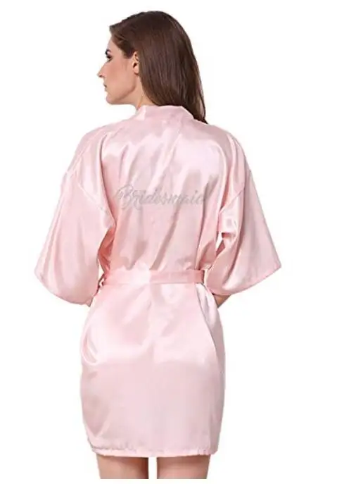 

sexy champagne bride robe love arrow style Satin Kimono Peignoir bridal gold pink pajama bridesmaid robes wedding gift