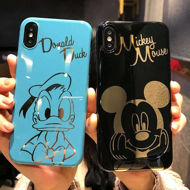 

Luxury Laser Cartoon Donald Duck Mickey Mouse Phone Case for iPhone 7 8 Plus 6 6s X XS MAX XR Cute Soft Cover Cases Fundas Coque