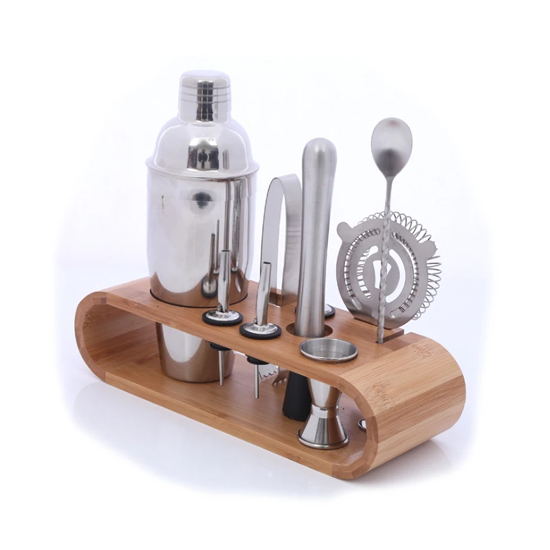 GUIBOBO шейкер набор 10 инструментов с 1 деревянной стойкой 750 мл для профессионального бара нежного паба питьевой NO0196121236