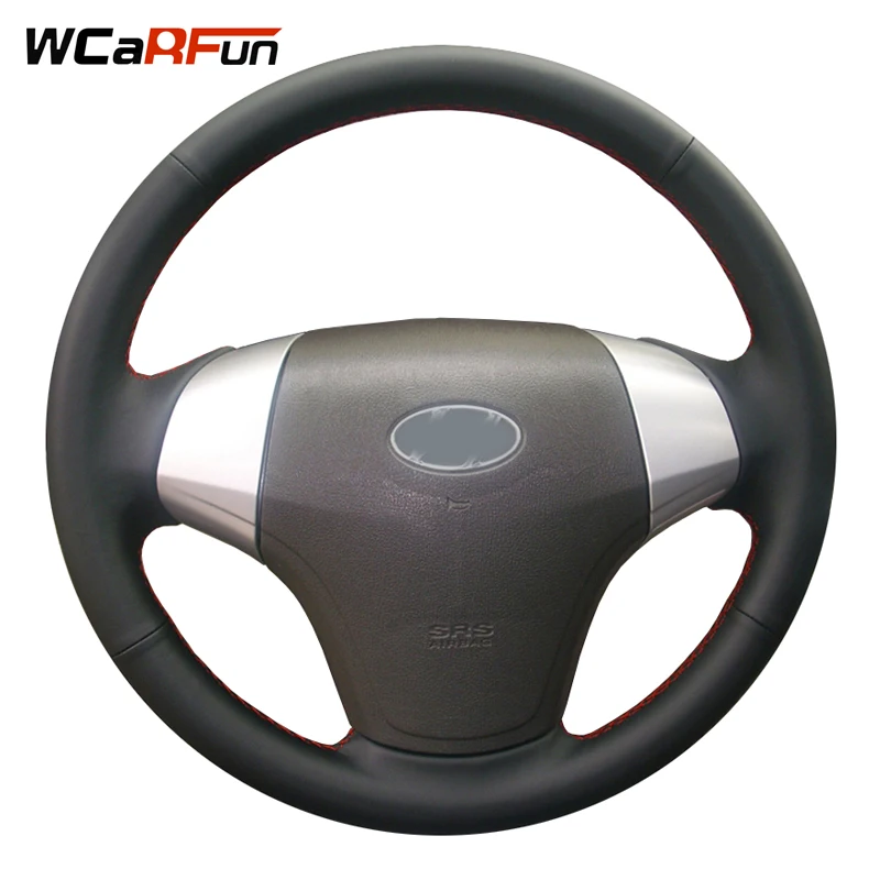 WCaRFun Black Artificial Leather Car Steering Wheel Cover for Hyundai