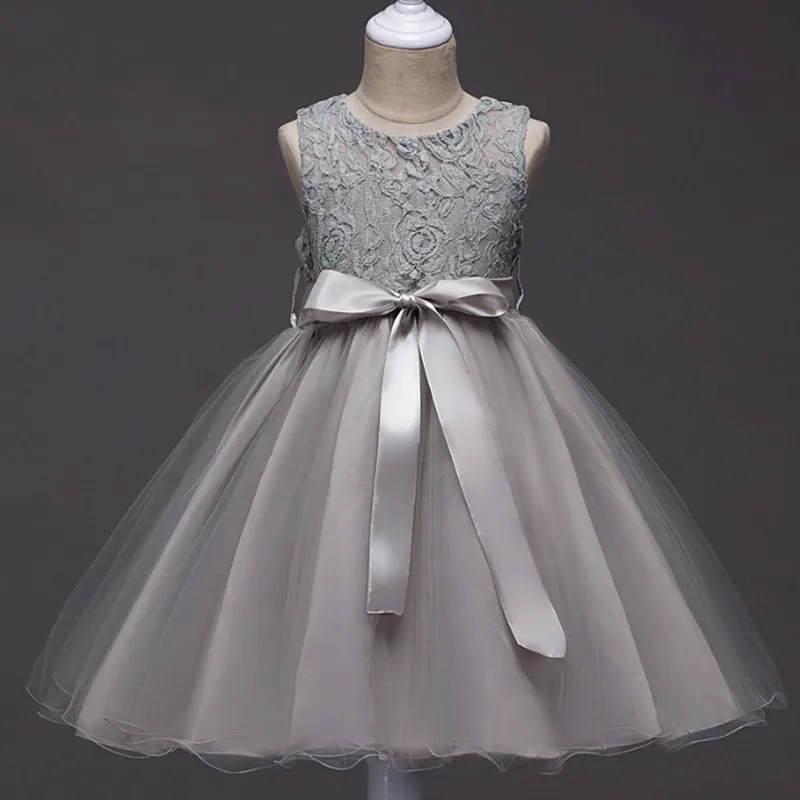 Girl's Clothing 2017 Flower Girl Dresses Girl's Lace One-piece Dress Kids Children's Yarn One-piece Dress Sleeveless Dress