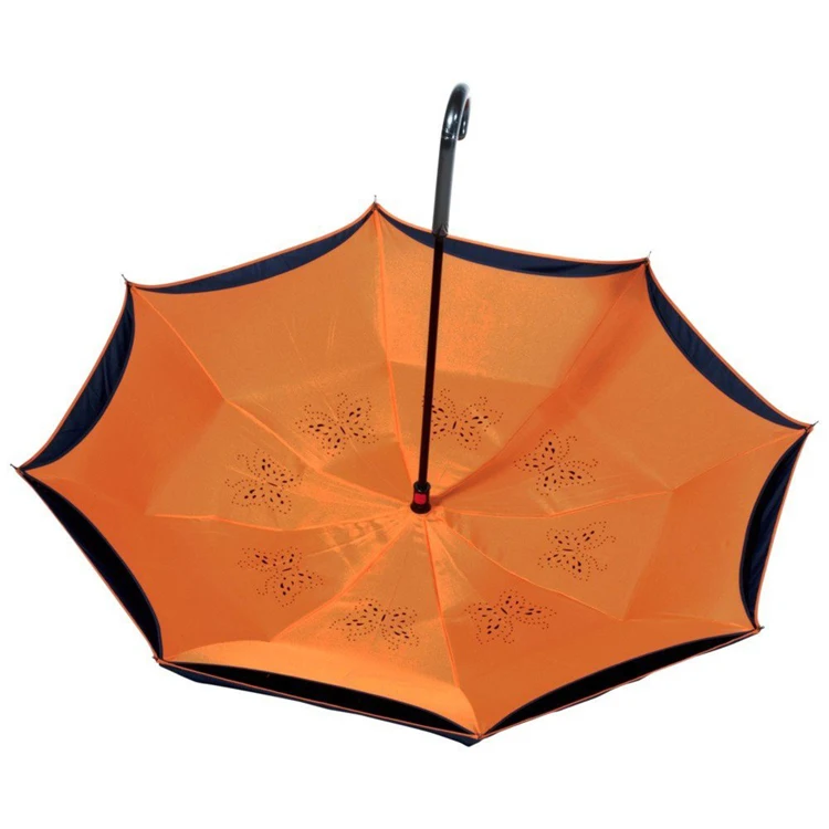 Feileng ветрозащитный обратный складной двойной Слои перевернутый зонтик внутри Best Компактный Зонт для автомобиля