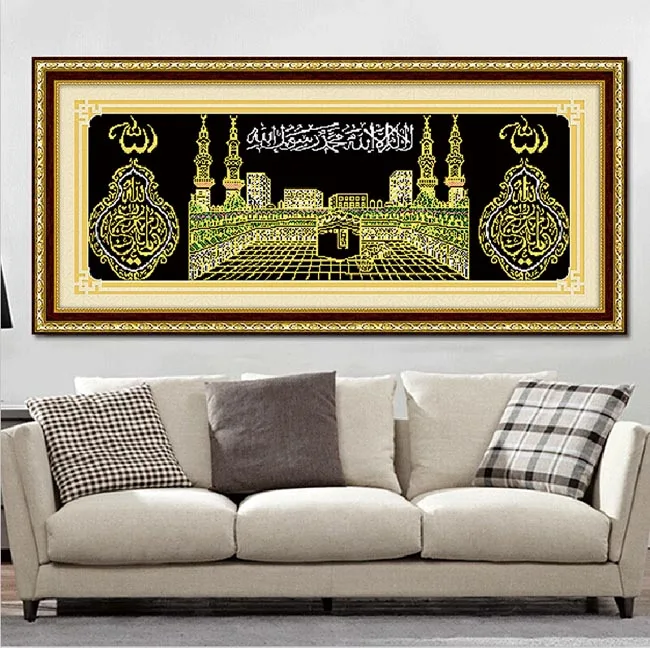 

Hot Sales 5D Diamonds Embroidery Islam Muslim holy Kaaba mosque Round Diamond Painting Cross Stitch Kits Diamond Mosaic Decor