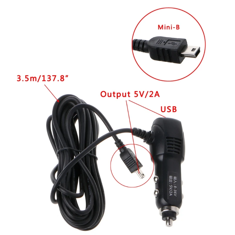 Мини USB порт 5 в 2 а автомобильное зарядное устройство адаптер для автомобиля DVR с