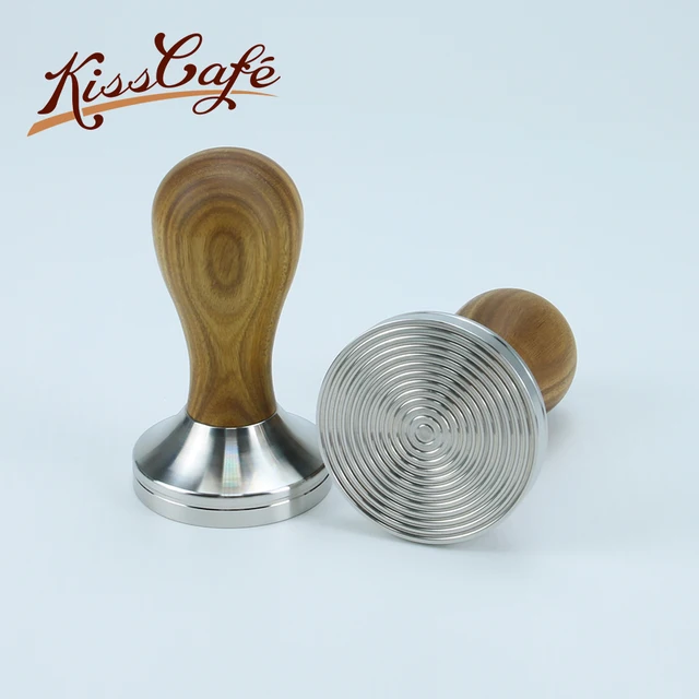 Best Price 304 Stainless Steel Green Sandalwood Handle Tamper Coffee Powder Hammer 41/49/51/53/54/57/57.5/58/58.35mm Tools Accessories