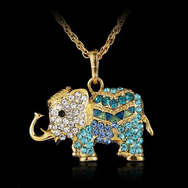 

Gothic Rhinestone Crystal Animal Elephant Pendant Exquisite Lon Necklaces Vintage Retro Boho Jewelry Lovely Cute Enamel Necklace