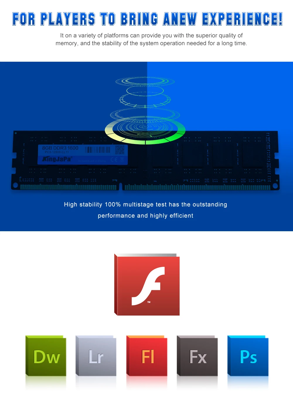 Kingjapa ram DDR3 8 Гб 1333 МГц оперативная память для рабочего стола 240pin 1,5 В DIMM 1600 PC3-12800 CL11 10600 Новинка