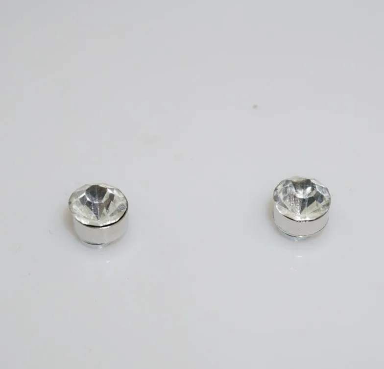 12 Pair(24pcs)/lot Round Crystal Rhinestone Magnet Stud Earring Puck Womens Mens Magnetic Fake Ear Plug Jewelry
