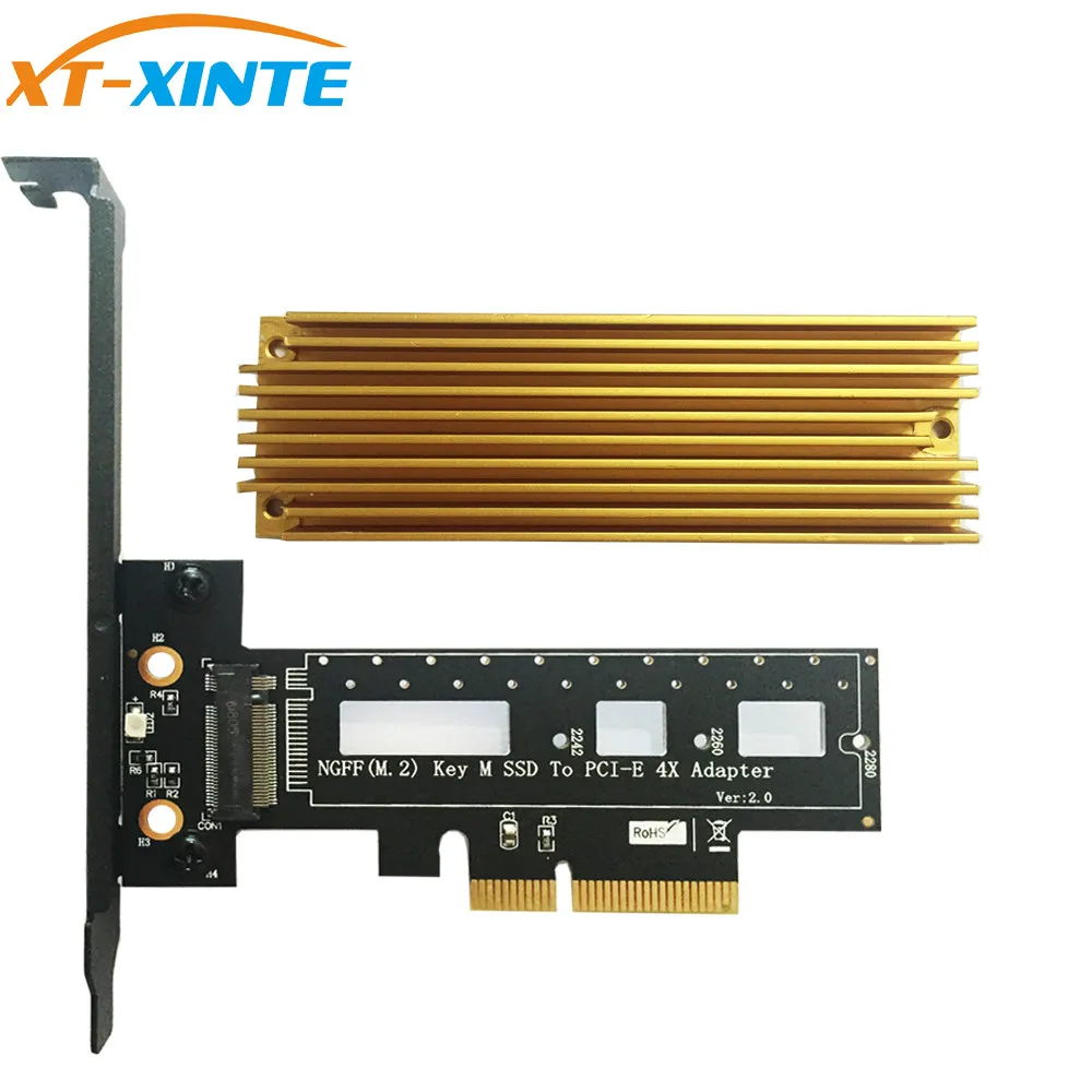

Key M.2 SSD Type To PCIE PCI-E PCI Express 4X Adapter Card With Heatsink Computer Adapter For NVMe SSD