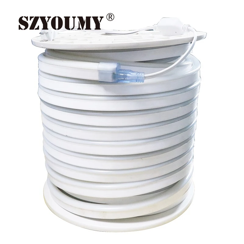 

SZYOUMY 100m LED Neon Flex Red LED Soft Neon Light LED Flexible Neon Strip LED Neon Rope Lights 220V DHL Shipping