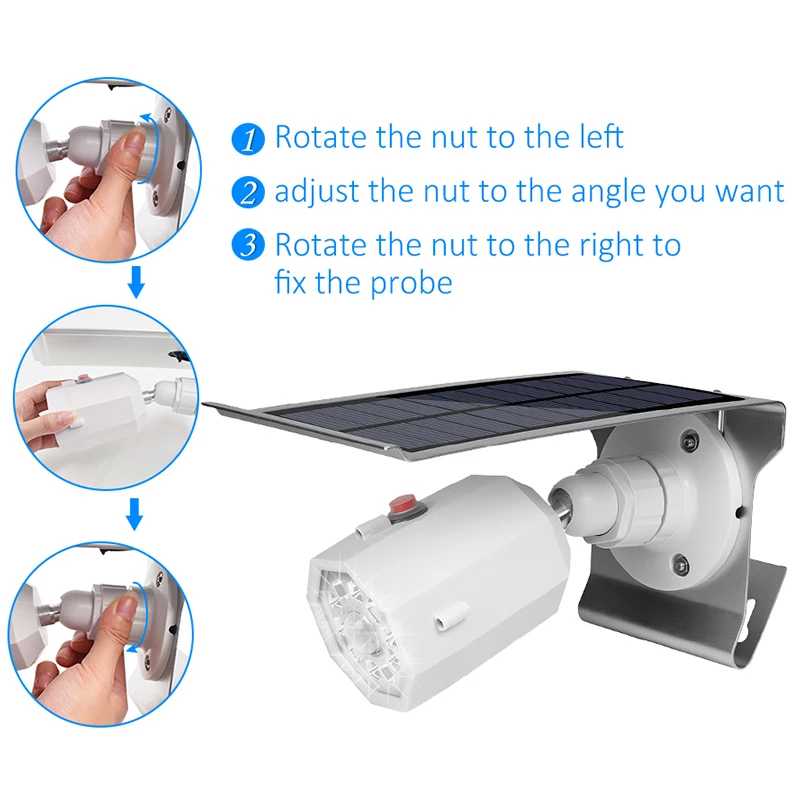10 Светодиодный светильник на солнечной батарее, регулируемый светильник, угол поворота 500lm, водонепроницаемый светильник, точечный светильник с тремя режимами для наружного освещения, настенный светильник