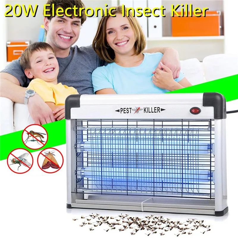 20W ABS Electronic Indoor Outdoor Insect Mosquito Fly Killer Bug UV Lamp Zapper Control Trap