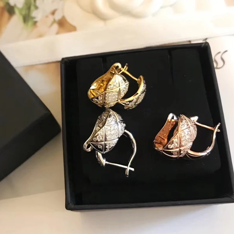 

Brand Pure 925 Sterling Silver Jewelry For Women Lozenge Earrings Screw Back Earrings Square Cut Stud Earrings Hot Party Jewelry