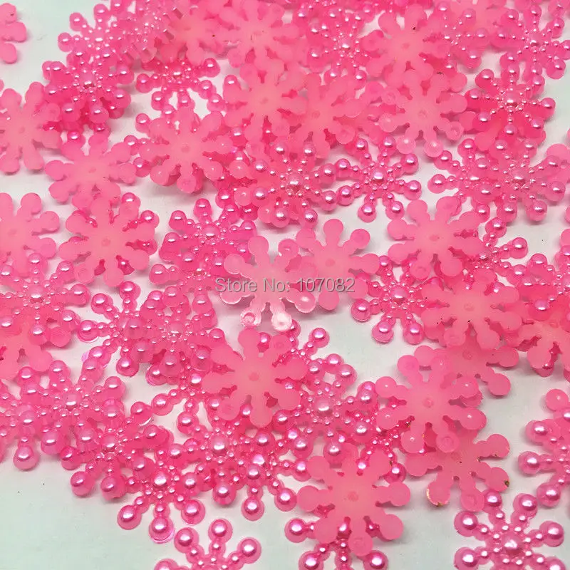 1000 шт розовый/синий 15 мм Снежинка Цветок Плоские с оборота жемчужные украшения Рождественские изделия из кабошона Скрапбукинг