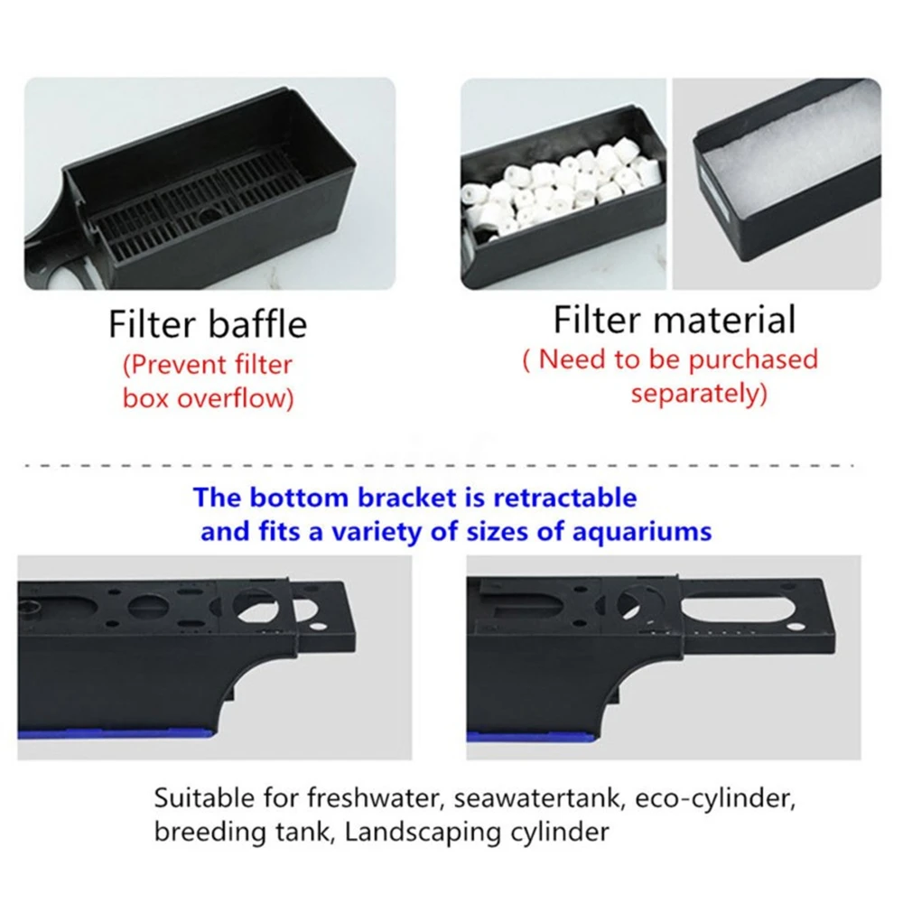 Внешний фильтр для аквариума коробка насос аквариум вода Коробка Для циркуляционной системы Регулируемая длина 24~ 60 см Фильтр контейнер, инструменты
