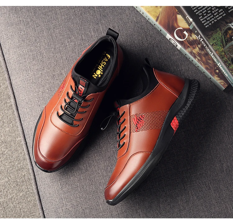 Г. модные весенние мужские качественные кожаные туфли британская повседневная обувь качественные Молодежные кожаные туфли для отдыха, увеличивающие рост 6 см