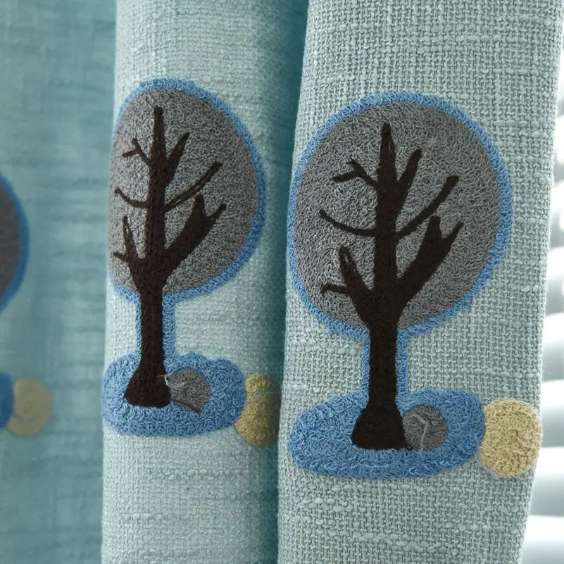 Árboles de dibujos animados cortinas para dormitorio algodón bordado toalla encanto lindo niños niñas ventana Cortina cortinas WP192C Árboles de dibujos animados cortinas para dormitorio algodón bordado toalla encanto lindo niños niñas ventana Cortina cortinas WP192C