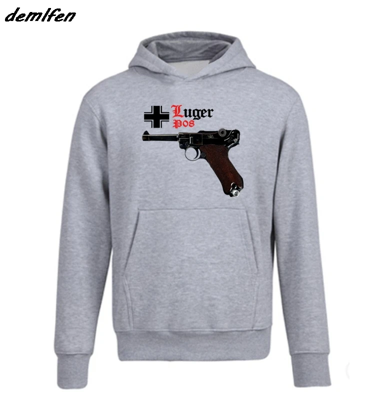 Новая весенне-осенняя стильная толстовка Luger P08 с капюшоном времен Второй мировой