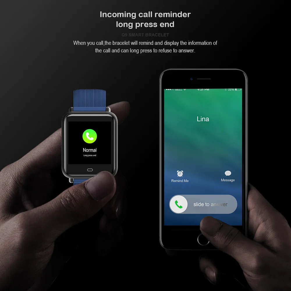 Q9 фитнес-браслет часы кровяное давление монитор сердечного ритма IP67 водонепроницаемый смарт-Браслет активность Trakcer браслет