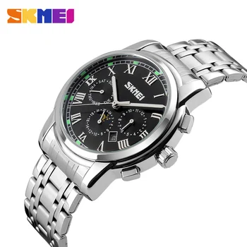 

SKMEI Casual Quartz Watch Men Luxury Brand Waterproof Stainless Steel Fashion Business Wristwatches Male Relogio Masculino 9121