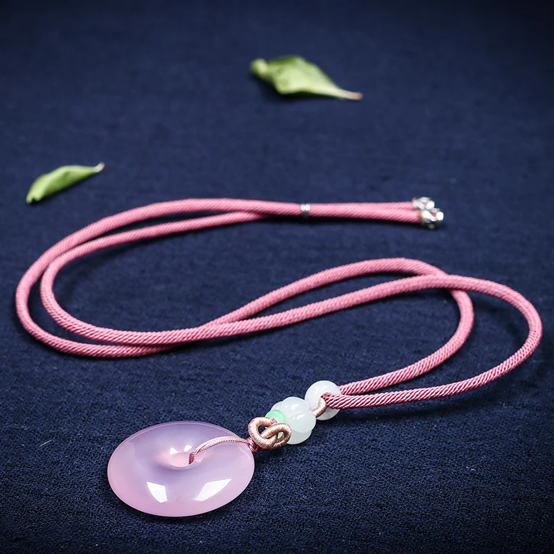 QIANXU фиолетовое Нефритовое ожерелье кулон круг нефрит кулон счастливые ювелирные изделия с цепочкой Ювелирное Украшение из нефрита
